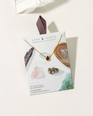 Gold Delicate Ruby Gemstone Necklace
