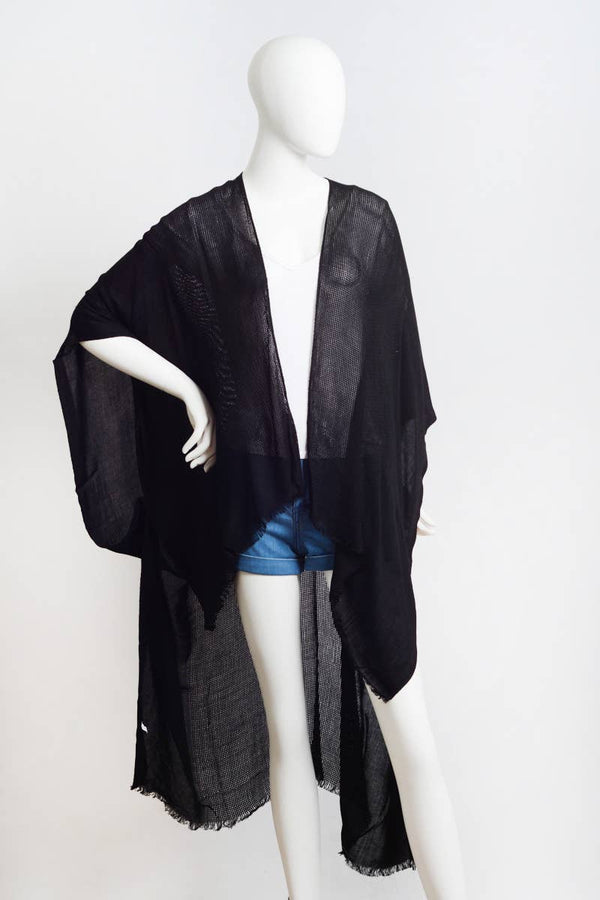 Leto Accessories - 🌻 Summer Style Staple: Colorful Frayed Trim Kimono