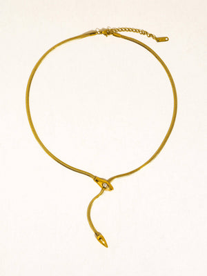 Gildora 18K Gold Non-Tarnish Serpent Y Lariat Necklace