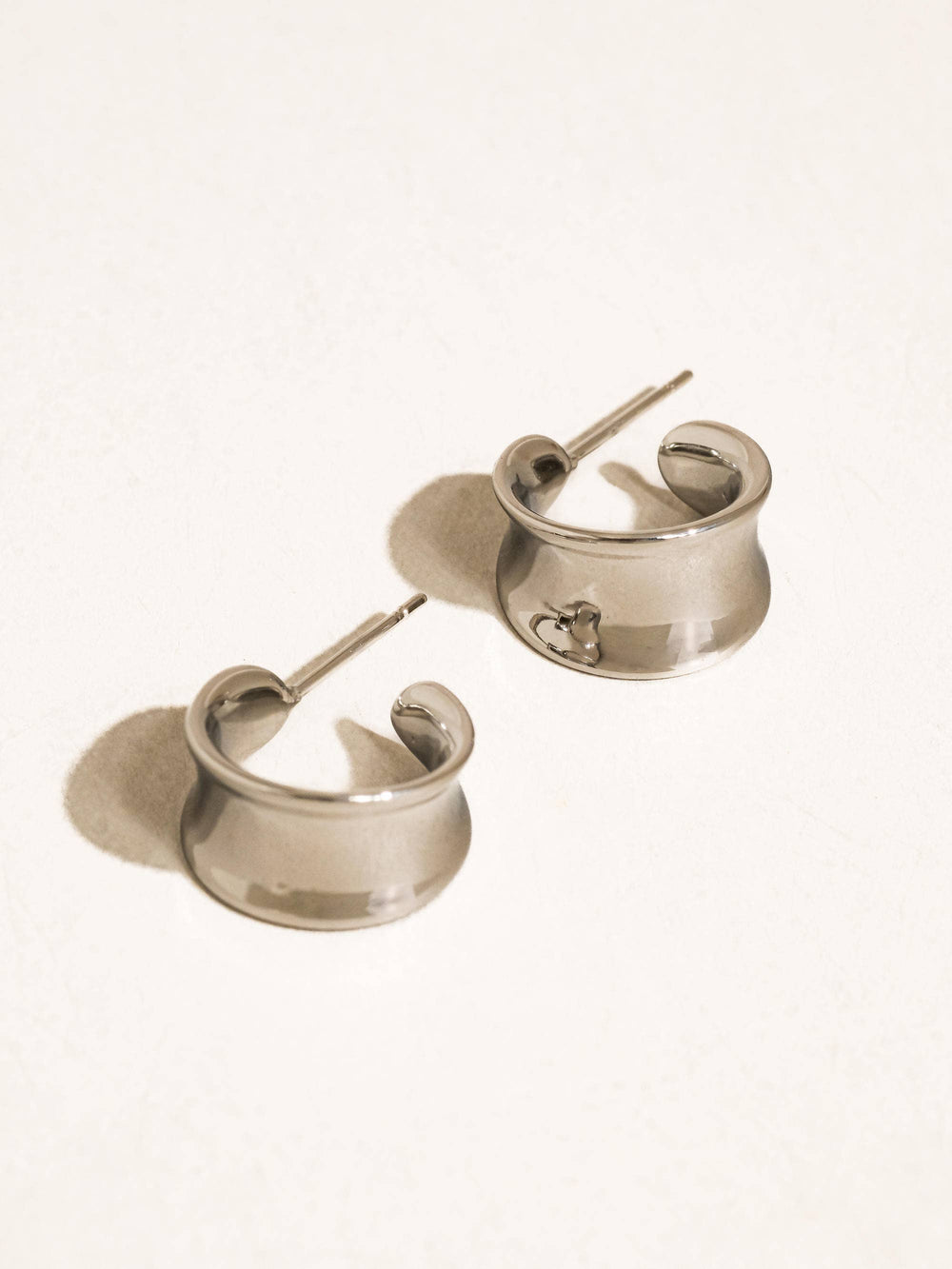 Yvaine Silver Non-Tarnish Wide Dome Hoop Earrings