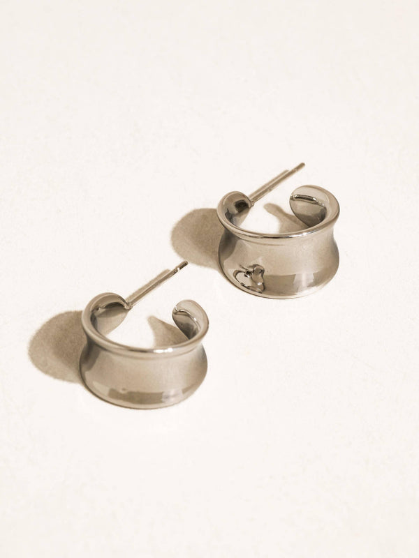 Yvaine Silver Non-Tarnish Wide Dome Hoop Earrings