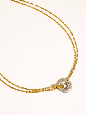 Flânerie by MAIQ - Brixton 18K Gold Non-Tarnish Two Tone Circle Necklace