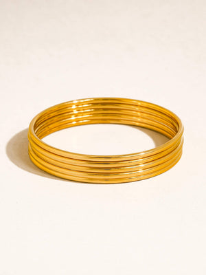 Olyss 18K Gold Non-Tarnish Classic Thin Bangle Set