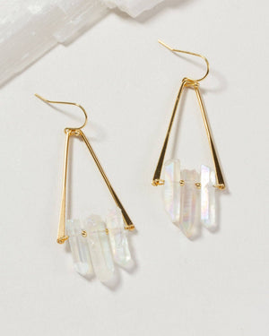AB Clear Quartz Tri Crystal Earrings