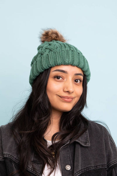Mint Pom Knit Beanie