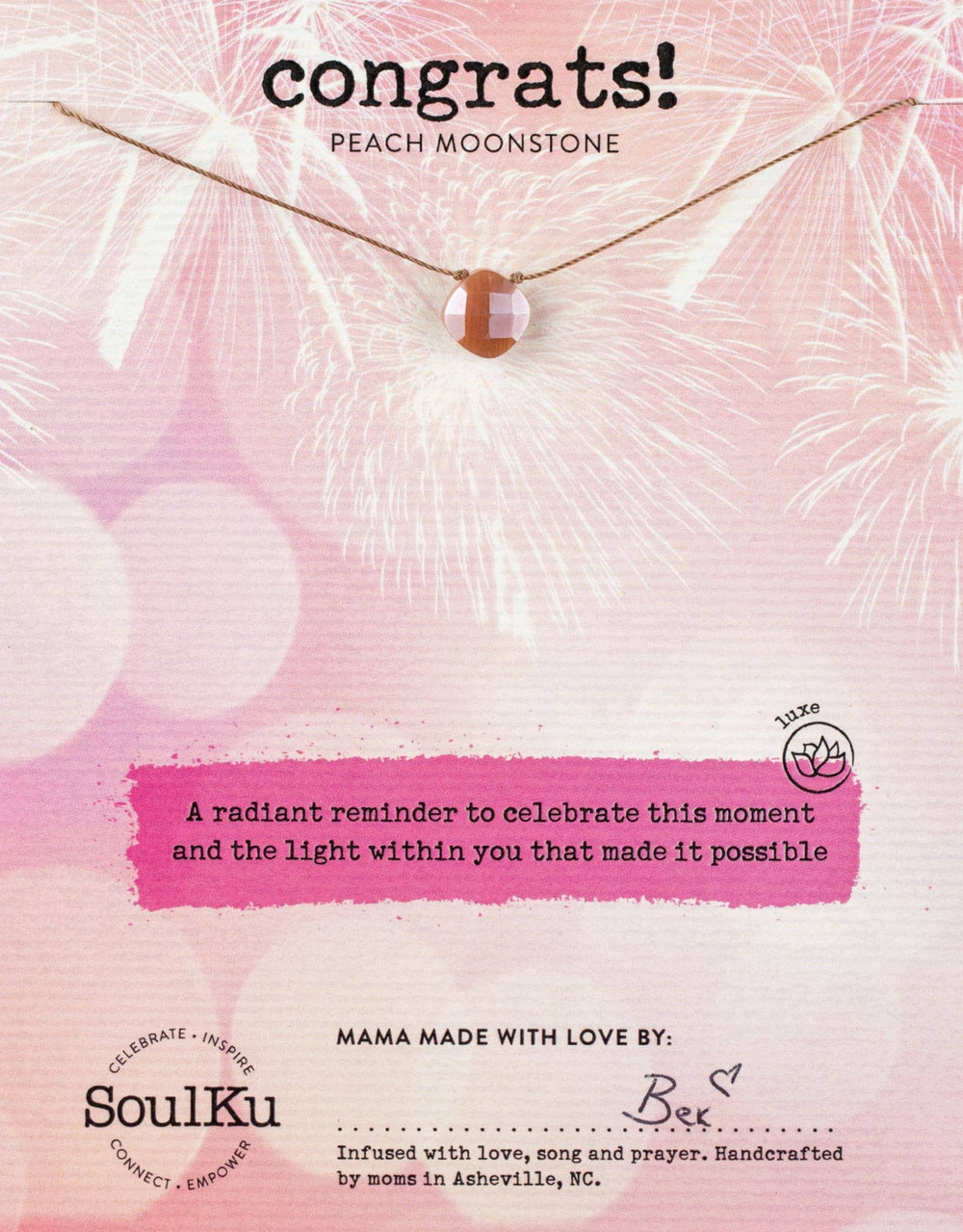 Mystic Peach Moonstone Necklace for Congrats