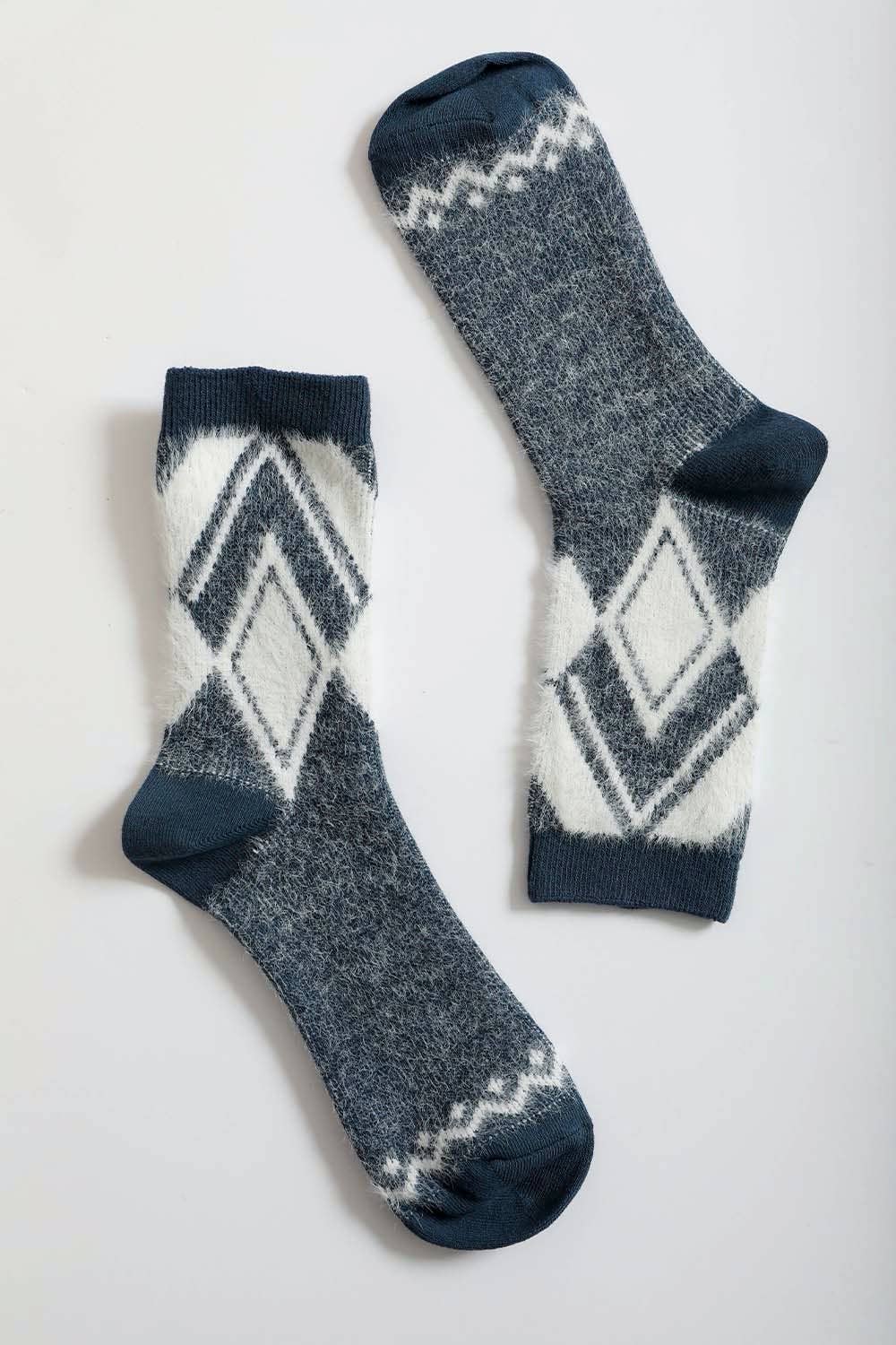 Blue Diamond Pattern Socks