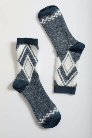 Blue Diamond Pattern Socks