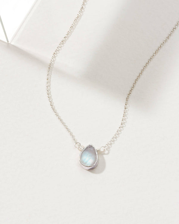 Luna Norte - Silver Delicate Gemstone Necklace- Moonstone