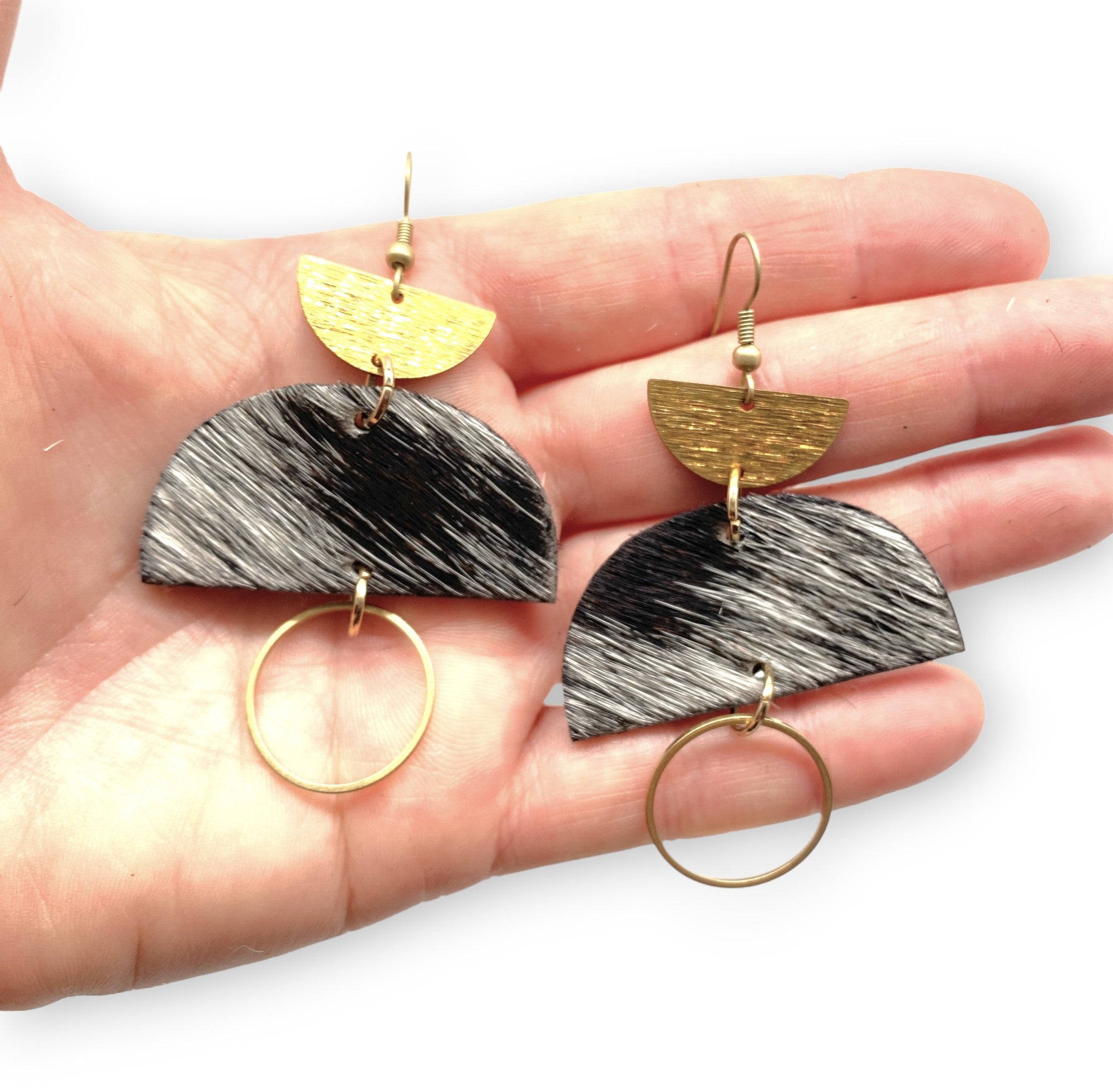 Half moon and brass Earring