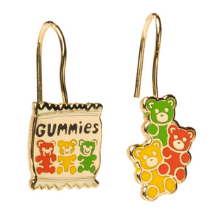 Yellow Owl Workshop - Gummy Bear Drop Earrings | Mismatched Gold Dangle Earrings