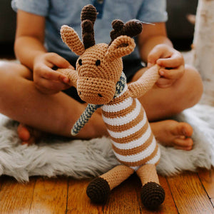 Pebble - Woodland Baby Gentle Moose Plush Toy– Organic Cotton Crochet