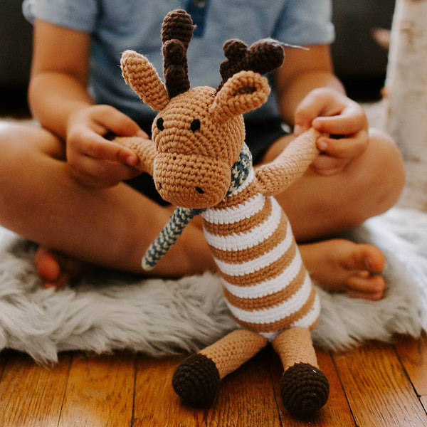 Pebble - Woodland Baby Gentle Moose Plush Toy– Organic Cotton Crochet
