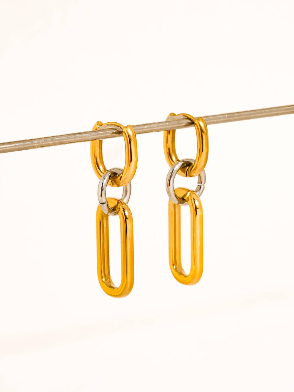 Viori 18K Gold Non-Tarnish Two Tone Link Earrings