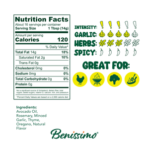 Benissimo / Hongar Farms / Lesley Elizabeth - Benissimo Roasted Garlic Avocado Oil – 8.12 fl oz Castolatta