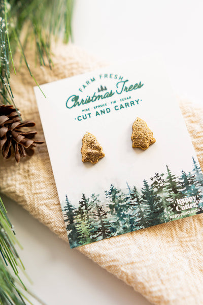Glittering Gold Christmas Tree Studs: Stud