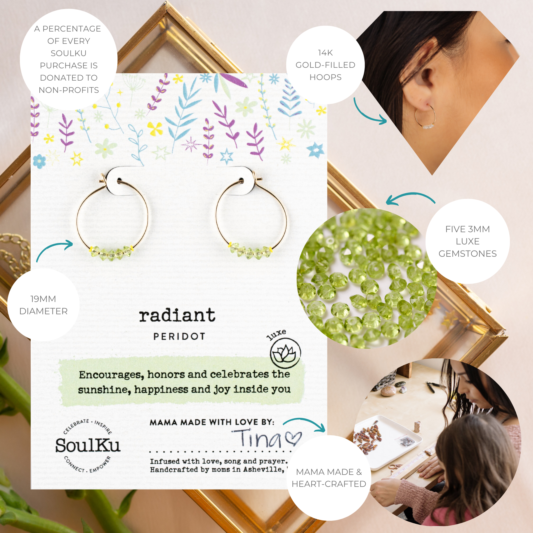 Radiant Gold-Filled Hoop Earrings - Peridot