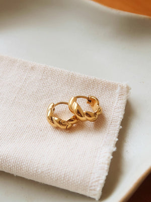 Brea 18K Gold Non-Tarnish Twisted Hoop Earrings