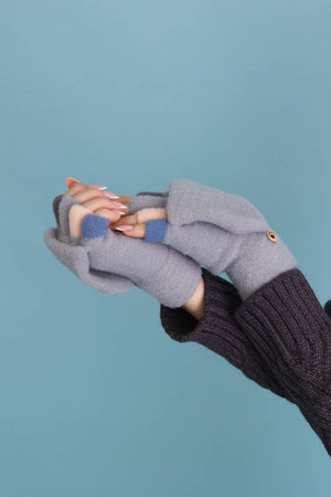 Silver Gray Rainbow Tip Convertible Gloves