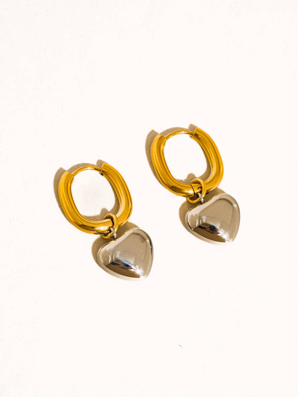 Noor Gold Non-Tarnish Two Tone Heart Earring