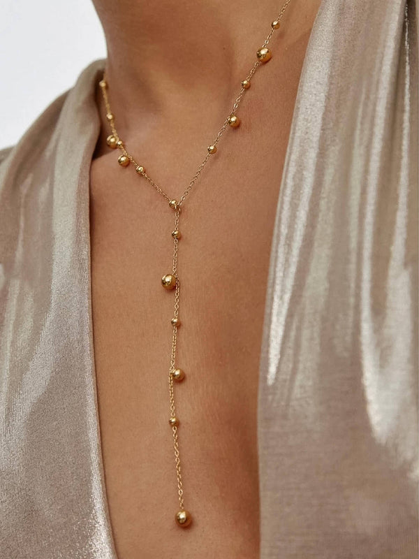Flânerie by MAIQ - Brisse 18K Gold Non-Tarnish Dressy Beaded Y Lariat Necklace