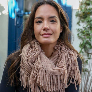 Leto Accessories - Pointelle Fringe Infinity Scarf - Fall Favorite: Mocha