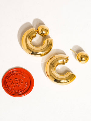 Fernanda Non-Tarnish Ball C Hoop Earring