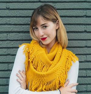 Leto Accessories - Pointelle Fringe Infinity Scarf - Fall Favorite: Mocha