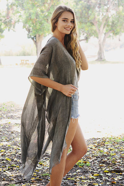 Woven Longline Tribal Kimono - Colorblock Design