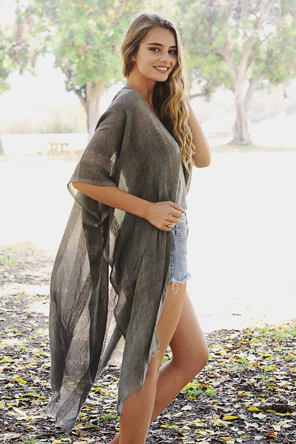 Woven Longline Tribal Kimono - Colorblock Design