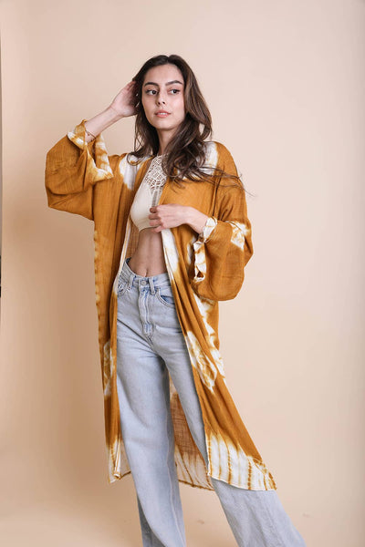 Boho Vibes Tie-Dye Longline Wrap Kimono