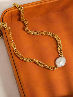 Lo'an Non-Tarnish Bold Pearl Chain Necklace