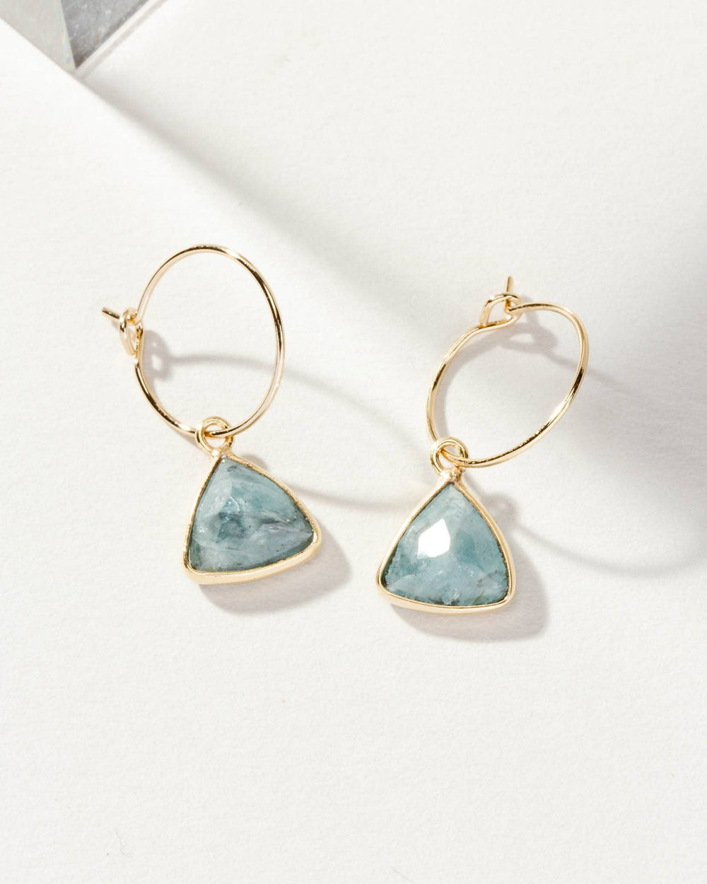 Aquamarine Bermuda Triangle Mini Hoop Earrings