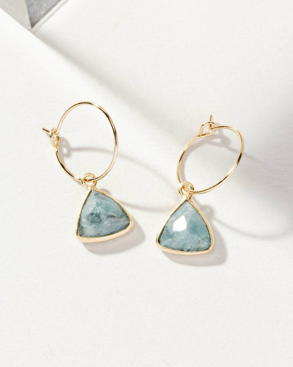 Aquamarine Bermuda Triangle Mini Hoop Earrings