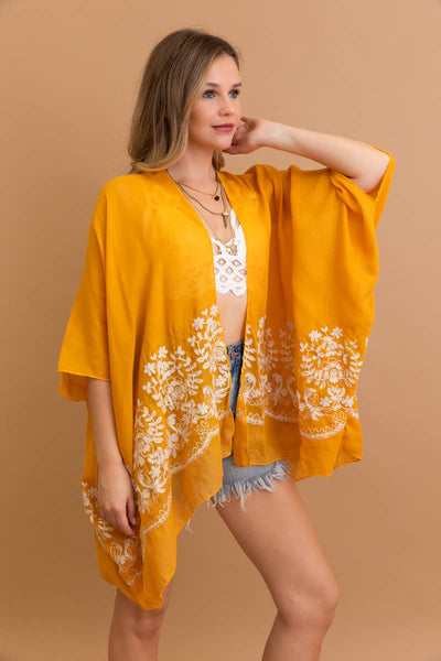 Boho Chic Floral Embroidered Kimono | Stitch Detail 🌼
