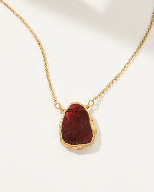Luna Norte - Earth, Wind and Fire Genuine Stone Necklace Gold - Garnet