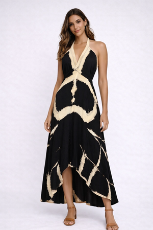 Tie Dye Halter Open Back Maxi Dress