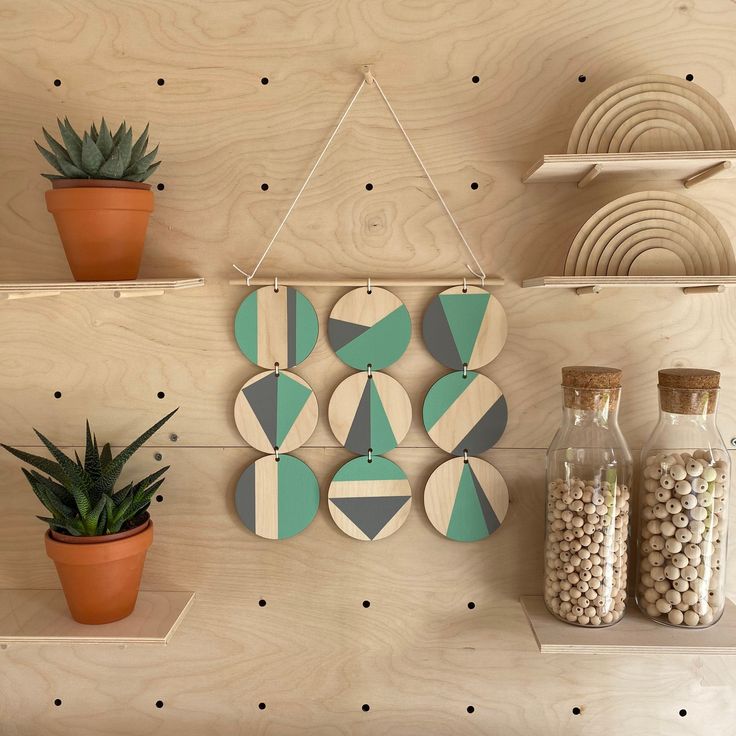 Geometric Modern Wood Wall Hanging