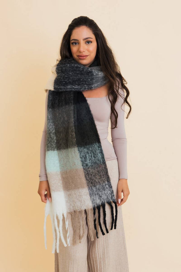 Green Oversized Fringe Scarf
