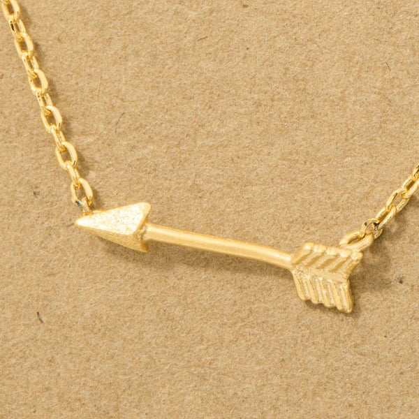 Fame Accessories - Gold Dipped Love Arrow Pendant Necklace