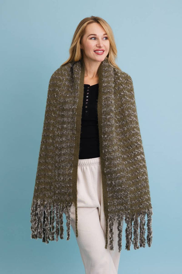 Black Ultra Soft Tassel Scarf