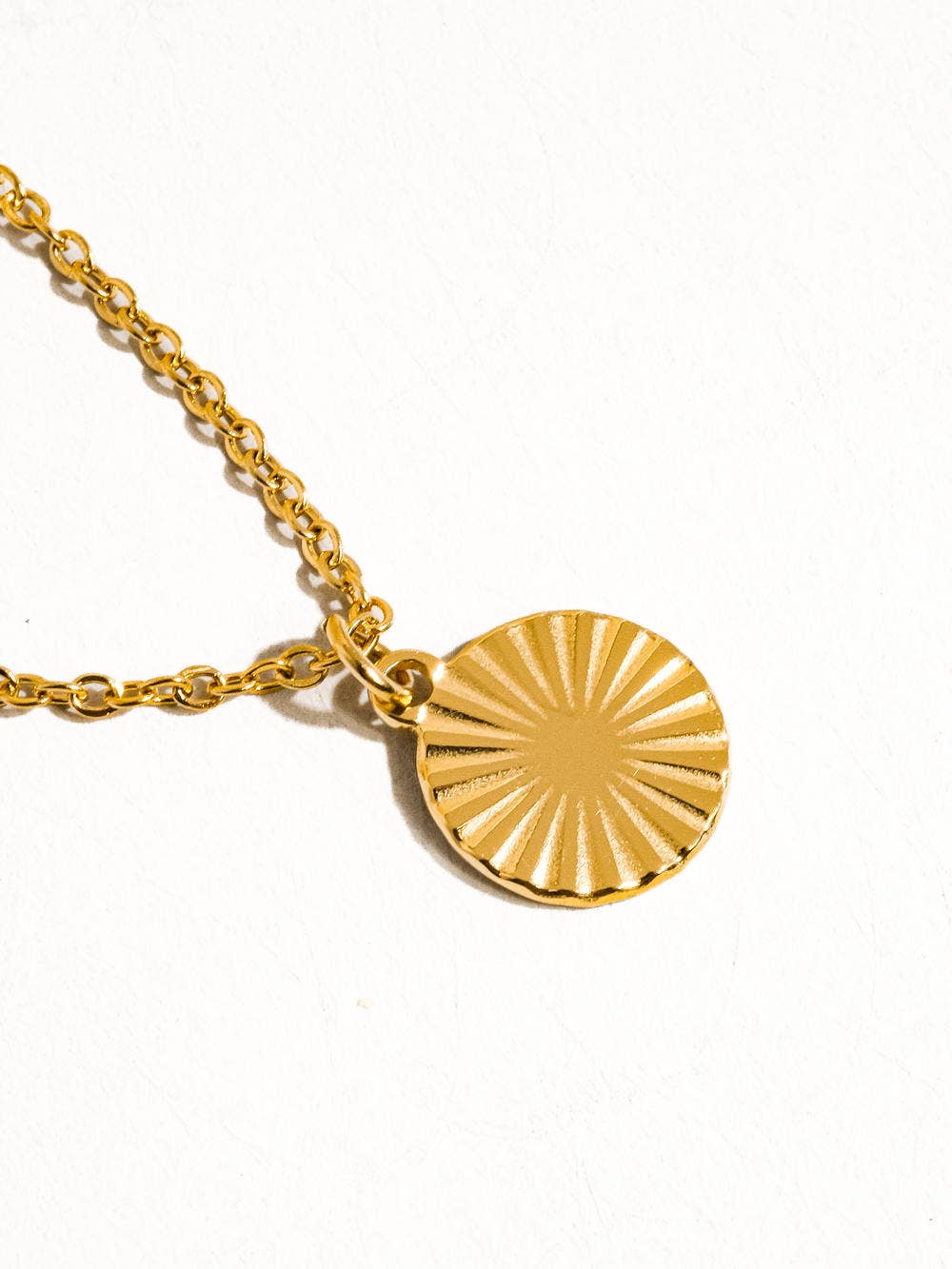 Miraz Gold Non-Tarnish Round Sun Gaze Necklace