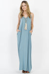 42POPS - ,.. V-NECK CAMI MAXI DRESS /w adjustable strap: L / LT GREY