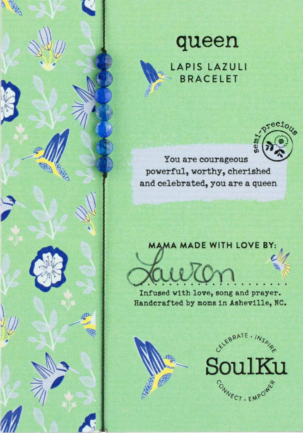 SoulKu - Lapis Lazuli Hummingbird Adjustable Bracelet for Queen