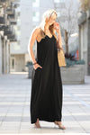 42POPS - ,,,,,...42POPS Maxi Dress w/ adjustable strap & pockets: L / MOCHA-119653