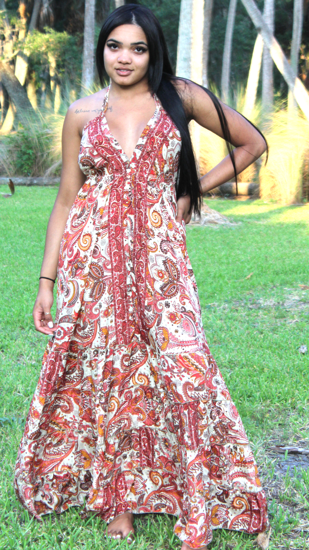 Double Strapped Halter Maxi Dress