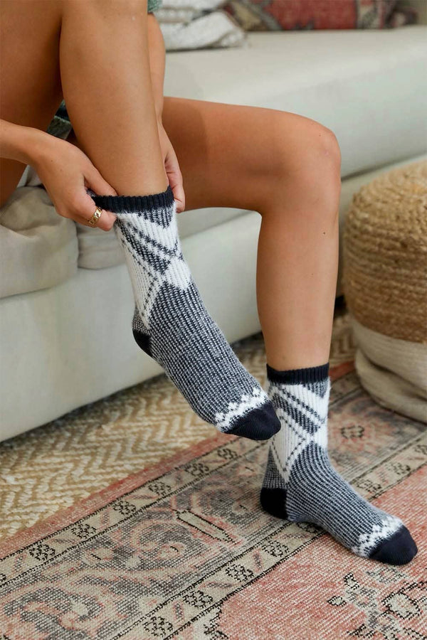 Blue Diamond Pattern Socks