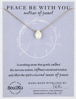 SoulKu - Mother of Pearl Gemstone Necklace - Dainty Gift Women