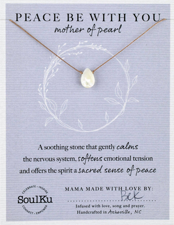 SoulKu - Mother of Pearl Gemstone Necklace - Dainty Gift Women