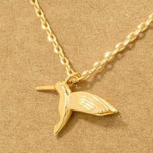 Fame Accessories - Gold Dipped Humming Bird Pendant Necklace